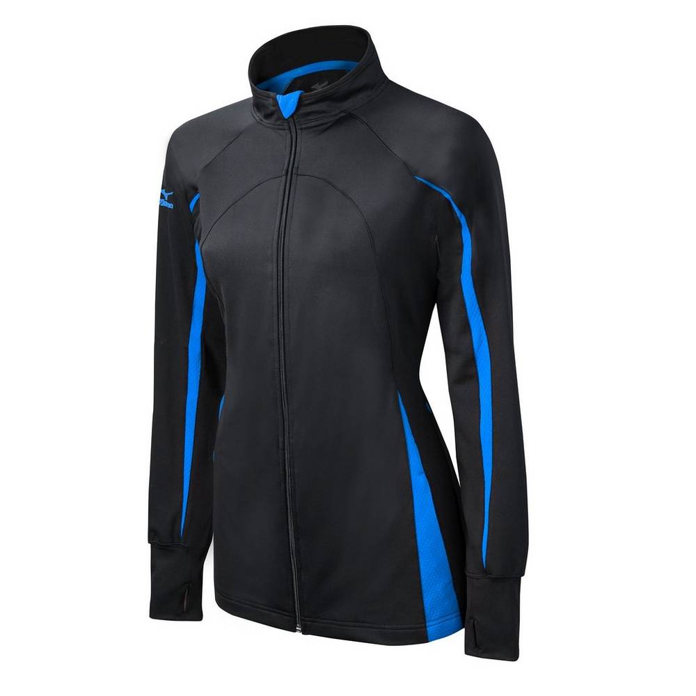 Mizuno Elite 9 Focus Full-Zip Női Jacke Fekete/Királykék TGF137284